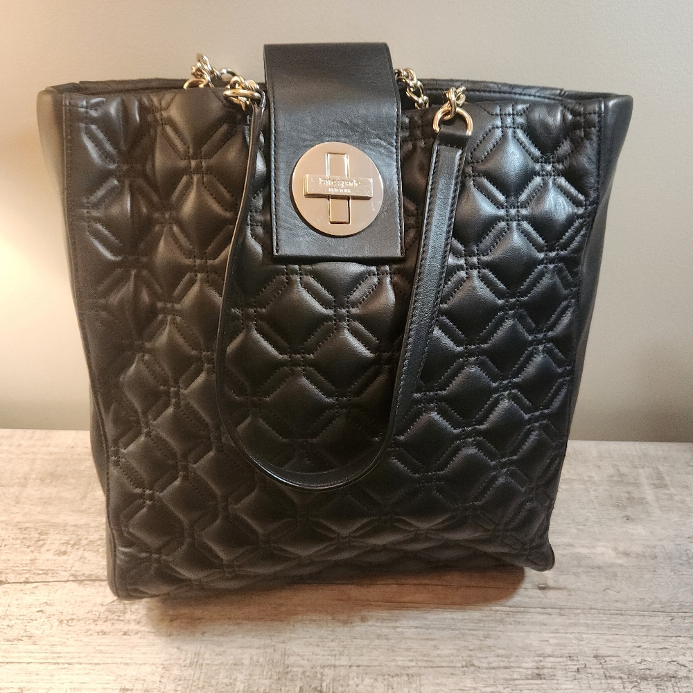Kate Spade New York 'Astor Court Marlene" Large Black Quilted Leather Tote $458